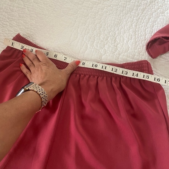 ALFRED Dunner classic pant suit vintage 80s/ 90s L Berry polyester sizeL pull on - Picture 8 of 14